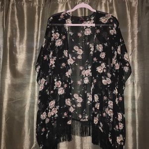 Lorena Rose Kimono Top w/ Black Fringe